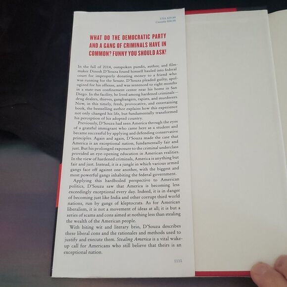 💚3/$20 Book: "Stealing America" - By Dinesh D'Souza - (2015) - Picture 7 of 10